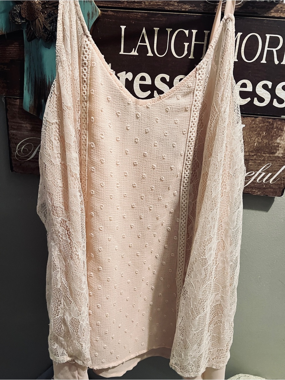 torrid Blush Pink Lace Trim Textured Camisole